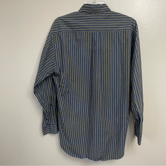 Vintage Tommy Hilfiger Button Up Shirt Mens Medium Blue Stripes Crest Logo 90s M - Picture 2 of 9